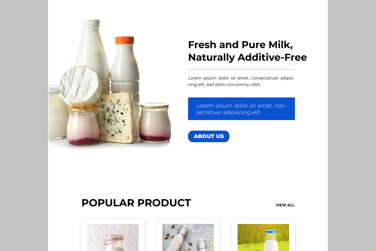 Milk Product Landing Page, an UI Kit Template by CreativeShaper (Photo 3 of 6)