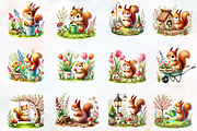 Spring squirrel garden clipart, an Illustration by RobertsArt (Thumbnail 2 of 7)