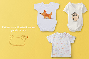 Cute Dogs. Patterns & Illustrations