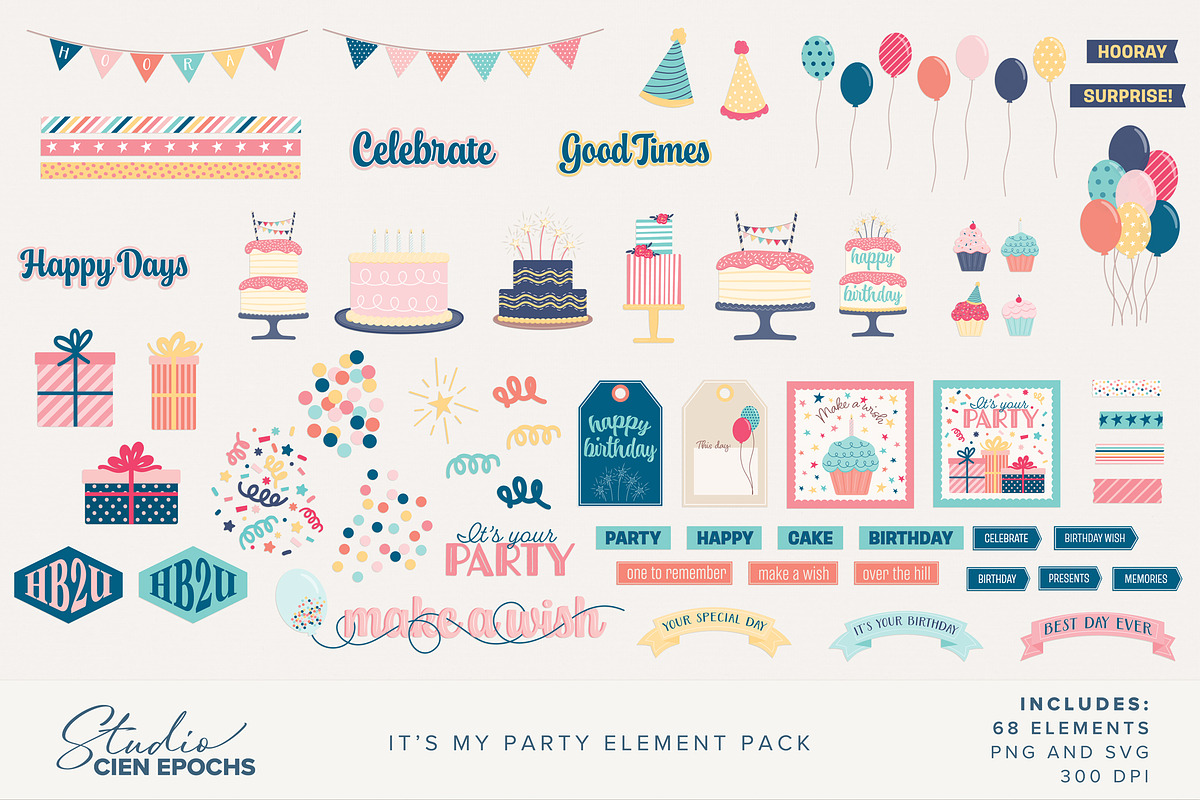 It's My Party Element Pack, an Illustration by Studio Cien Epochs (Photo 2 of 4)