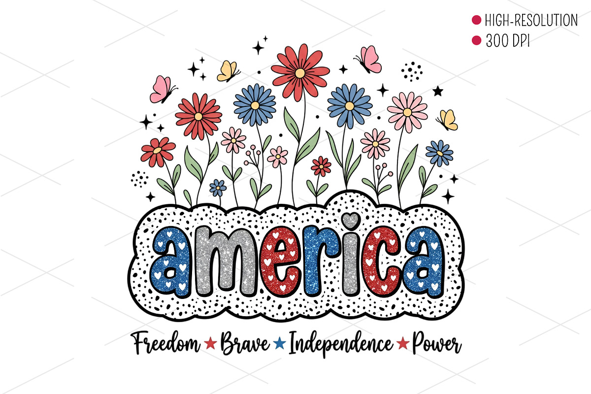 Patriotic 4th Of July Floral America, an Illustration by OK Design (Photo 1 of 4)