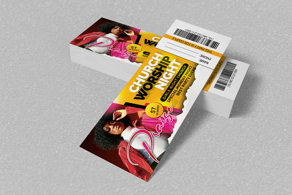 Church Praise Tickets Pass, a Card Template by Psd Templates (Photo 1 of 3)