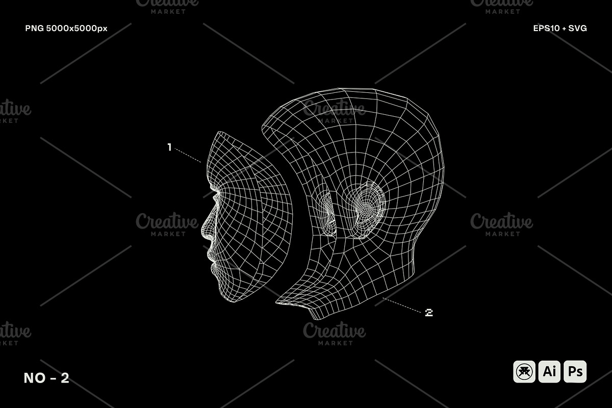 Retro Futuristic Wireframe Pack, an Object Graphic by BonkiStudio (Photo 4 of 9)