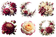 Burgundy & Ivory Floral Clipart, an Illustration by Dream Creation (Thumbnail 5 of 7)