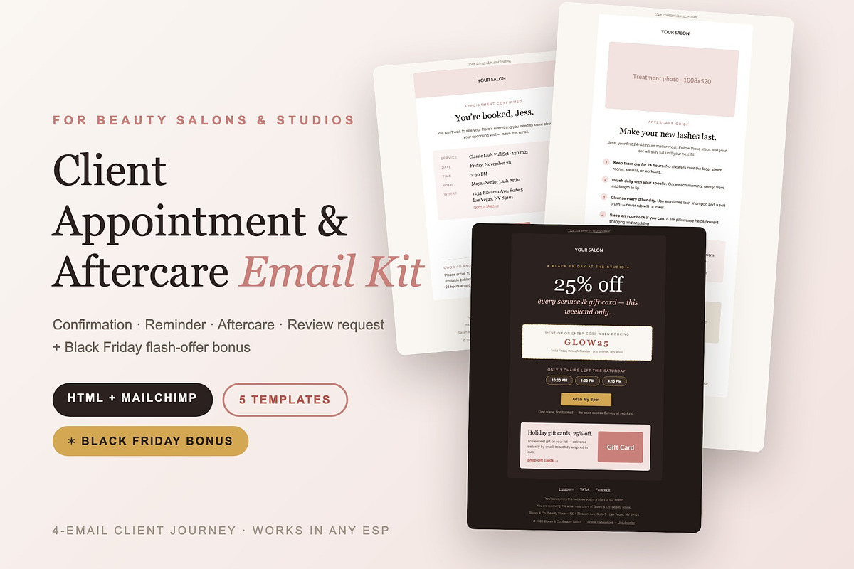 Salon Client Email Kit - 5 Emails, an Email Template by Art Club (Photo 1 of 6)