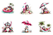 Whimsical Summer Penguin Clipart, a Seasonal Illustration by CreationArt (Thumbnail 3 of 5)