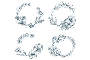 Floral sketch leaves