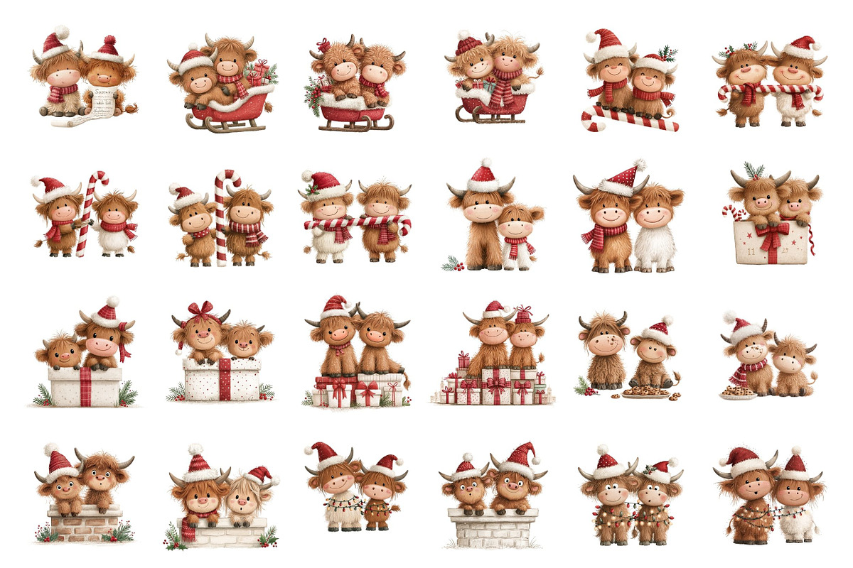 Watercolor Christmas Highland Cow, a Seasonal Illustration by Nicolle's Colorful Art (Photo 6 of 7)