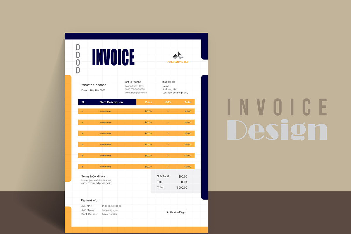 Unique business invoice set, a Stationery Template by hkmonir (Photo 2 of 3)