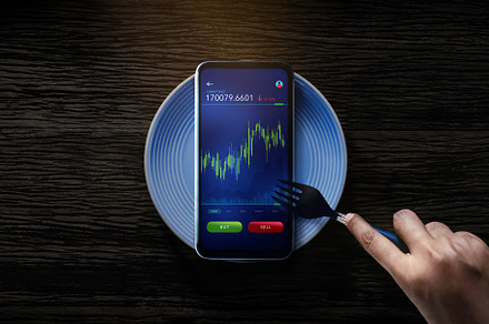 Metaphor Conceptual Photo. Person Using Fork to Eating Stock Mar, a Technology Photo by salmon.black
