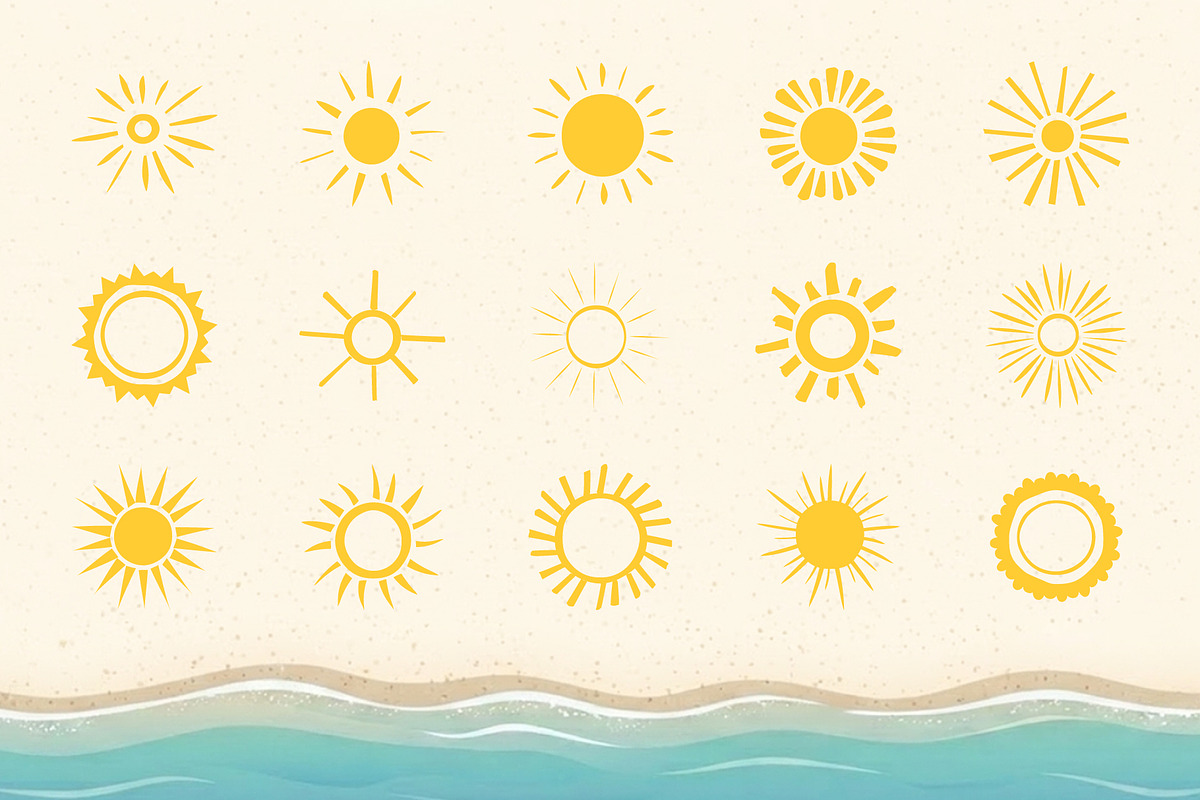 60 Hand Drawn Sun Illustrations, a Seasonal Illustration by PixMarket (Photo 4 of 10)