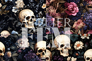 Skull Halloween Seamless Pattern, a Pattern Graphic by Atelier Fem (Thumbnail 3 of 6)