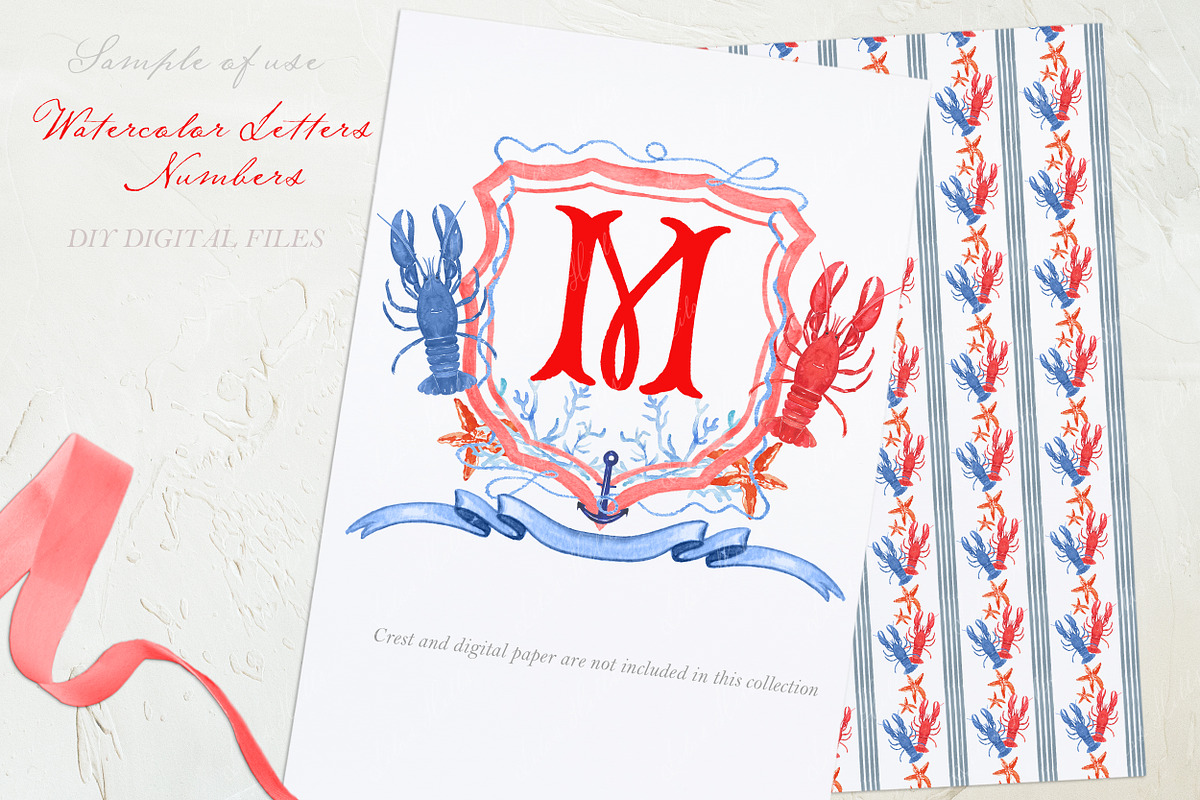 Fishtail Red Watercolor Letters PNG, a Graphic by LABFcreations (Photo 2 of 2)