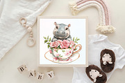 Red Roses Cute Animals Lion Hippo, an Illustration by CraftArtStudio (Thumbnail 6 of 6)