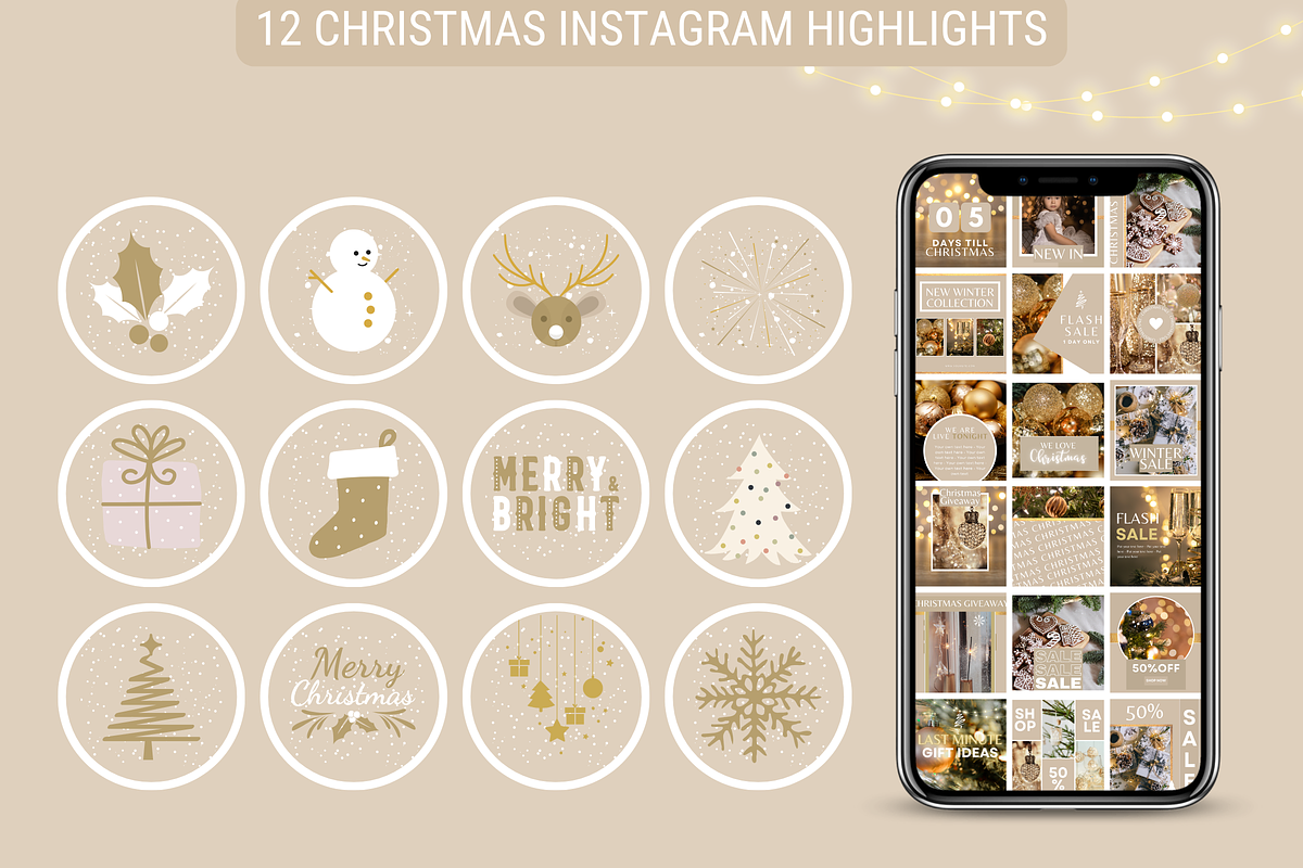 Beige Christmas Instagram Templates, a Social Media Template by SunshineStudioBoutique (Photo 6 of 8)