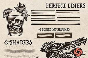 24 Traditional Tattoo Brushes