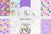 Happy Birthday Digital Paper, a Pattern Graphic by GlamArtZhanna (Thumbnail 1 of 4)
