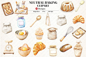 Neutral Baking Clipart, an Illustration by Watercolor design