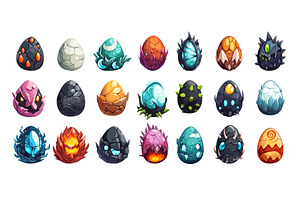 Cartoon magic eggs. Dragon mystical, an Animal Illustration by Stock-Smart-Start