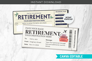 Retirement Boarding Pass Template, a Card Template by Snapybiz