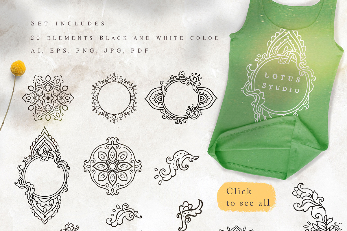 Lotus Man Set. 31 elements, an Illustration by anvinoart (Photo 4 of 16)