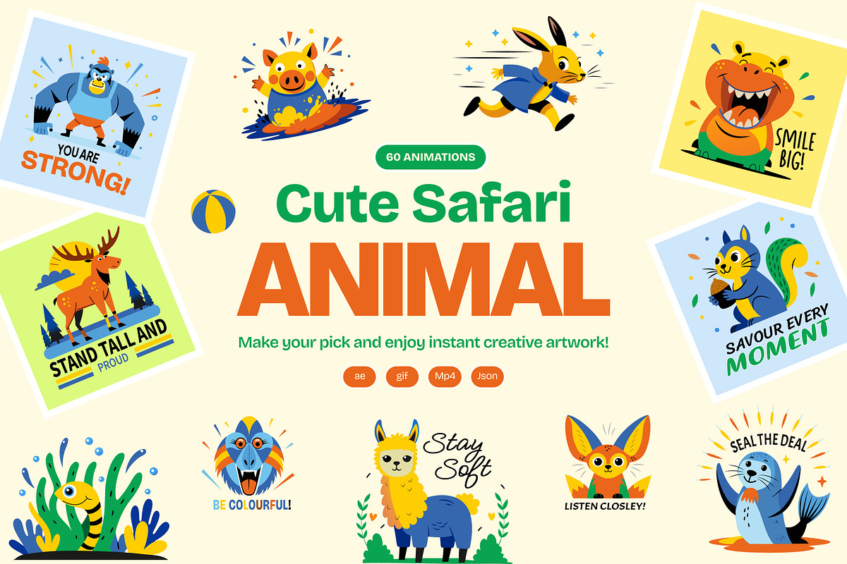 Animated Cute Safari Animal, an Emoji Icon by Vectors Market (Photo 1 of 5)