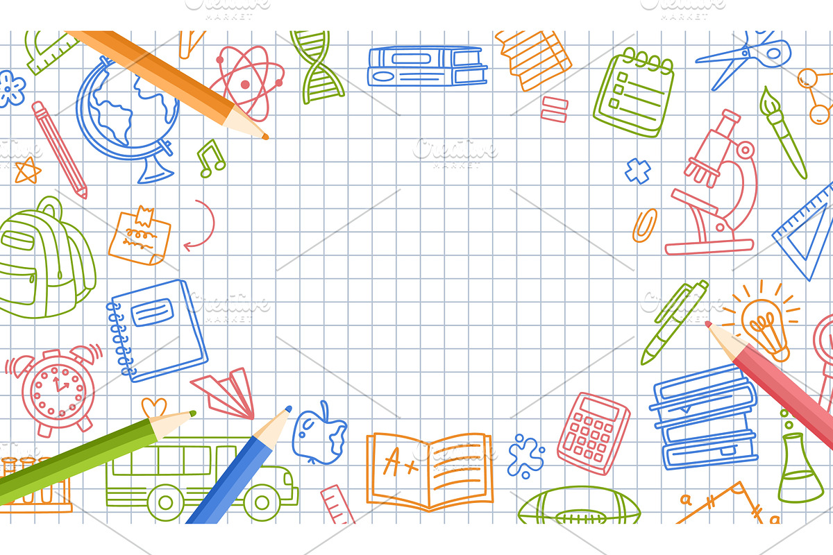 Doodle back to school frame, an Education Illustration by winwin.art