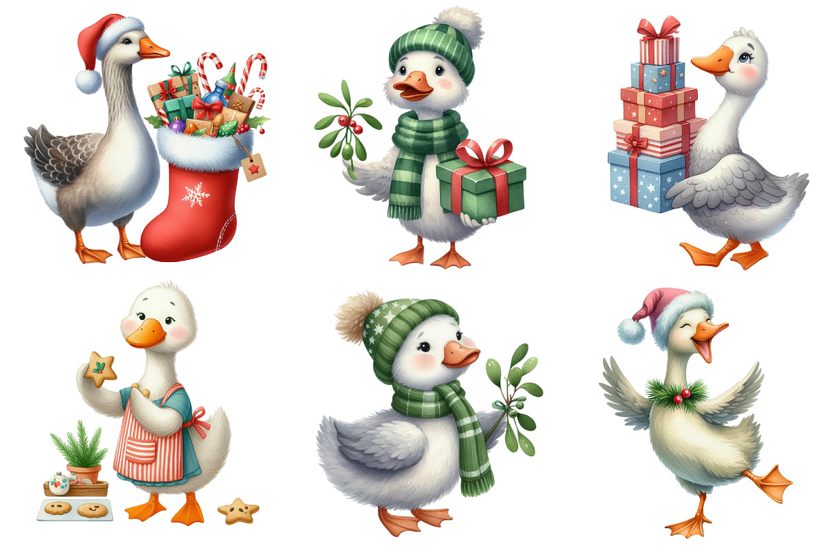 Christmas Silly Goose Clipart Bundle, an Illustration by Designworld (Photo 4 of 6)
