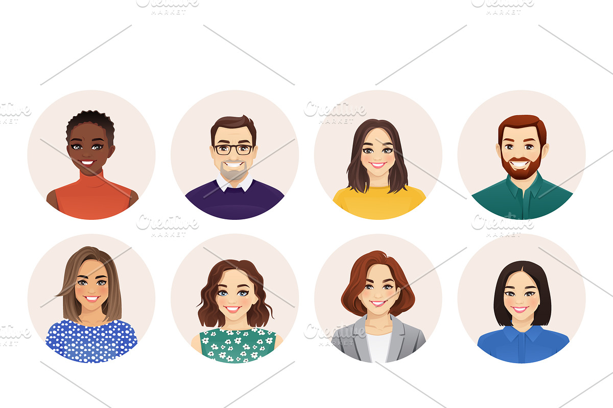 Smiling people avatar collection, a Person Illustration by Volha Hlinskaya (Photo 4 of 5)