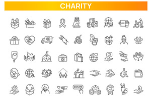 Charity and volunteering icon set, an Outline Icon by Tettygreen