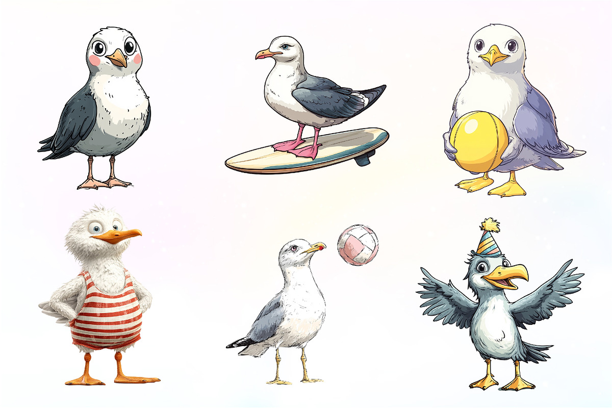 Cute Seagull Clipart, an Illustration by CreationArt (Photo 2 of 9)