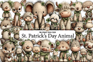 St. Patrick’s Day Animal Bundle Clip, an Illustration by Designworld