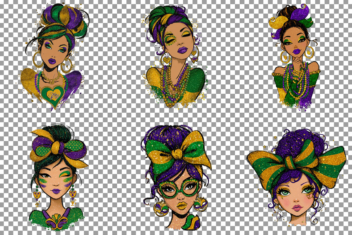 Mardi Gras Mama Messy Bun Png, an Illustration by Sublimation Artist (Photo 4 of 6)