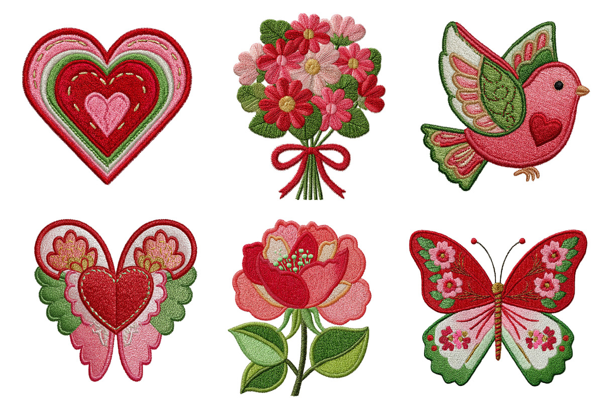 Valentine's Embroidery Clipart, an Illustration by Dream Creation (Photo 2 of 7)