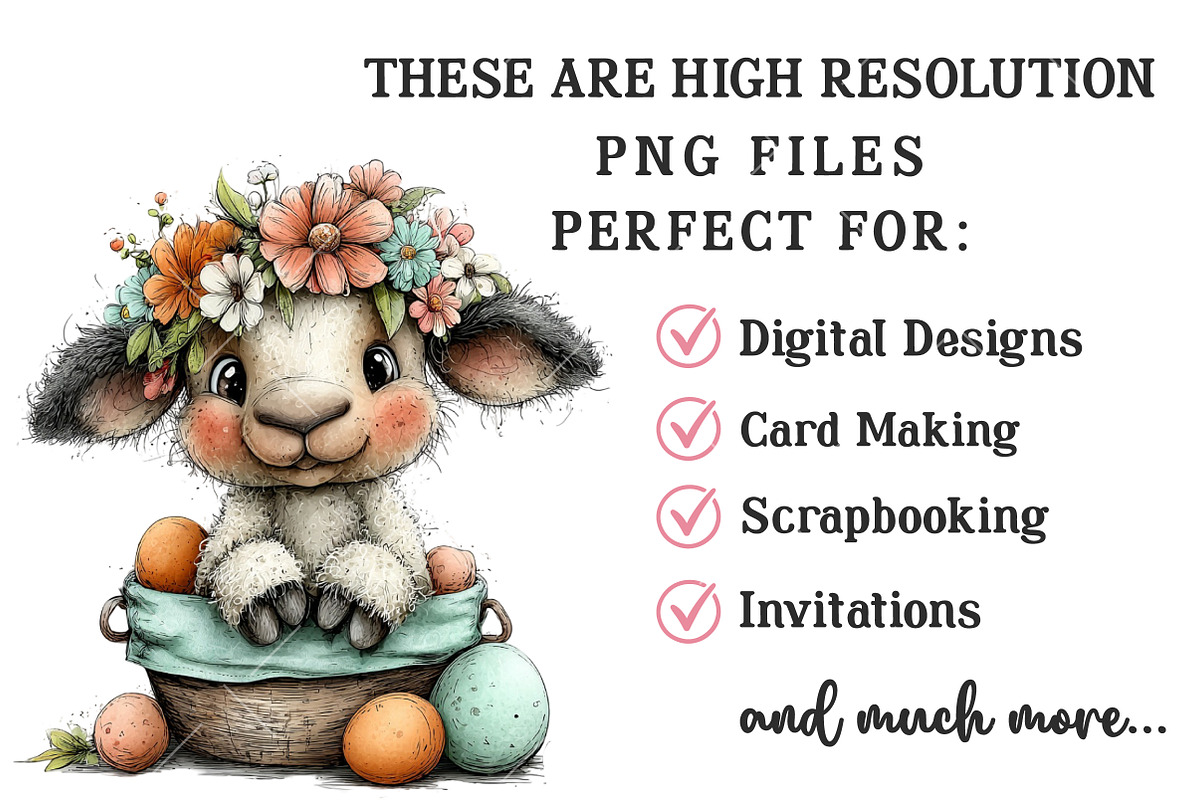 Whimsical Easter Lamb Clipart, an Illustration by OK Design (Photo 4 of 6)