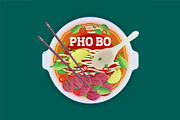 Pho Bo soup, a Food Illustration by GlebTagirov (Thumbnail 1 of 2)