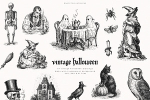 Vintage Halloween Drawings