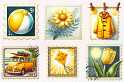 Yellow Summer Postage Stamps Clipart, an Illustration by CreationArt (Thumbnail 5 of 5)