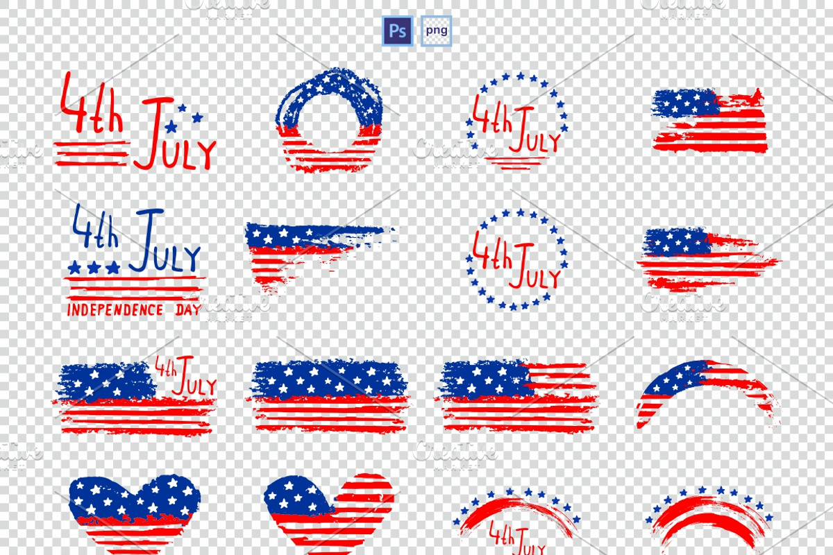 Watercolor 4th of July Clipart Set, an Object Graphic by ElenaKovalyova (Photo 3 of 3)