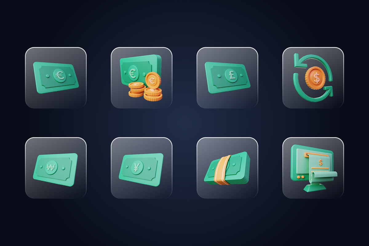 Money 3D Icons Set, an Object 3D Model by Kmg Design (Photo 3 of 5)