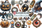 Watercolor Steampunk Halloween Clipa, an Illustration by Rose Art (Thumbnail 1 of 4)