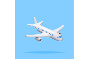 3D White Realistic Airplane Isolated, a Transportation Illustration by Abscent