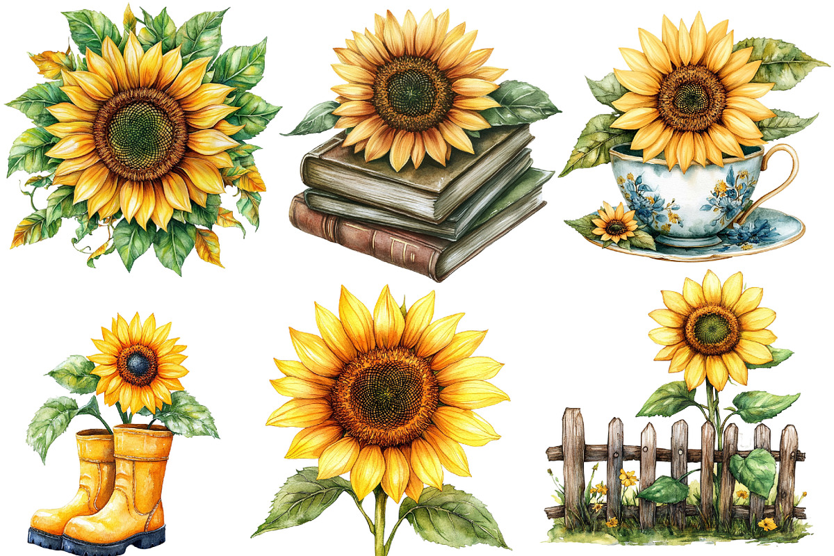 Autumn Sunflowers Clipart, an Illustration by Designworld (Photo 5 of 6)