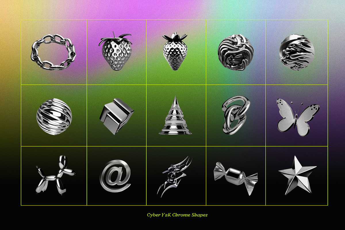 CYBER Y2K Chrome Shapes, an Object Graphic by Desert Poetic (Photo 6 of 6)