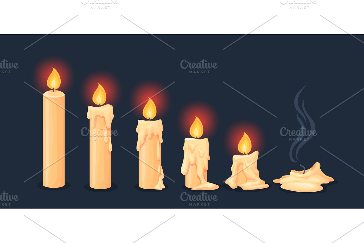 Candle wax stages. Burning candles, an Illustration by Stock-Smart-Start