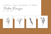 Fresh Herbs Line Drawings & Patterns, an Illustration by kittyShark Creative (Thumbnail 7 of 9)