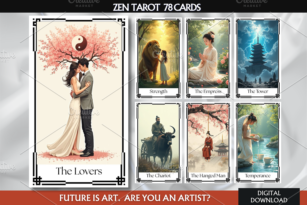 Zen Tarot Cards Deck, a Decorative Illustration by Mugio (Photo 1 of 4)