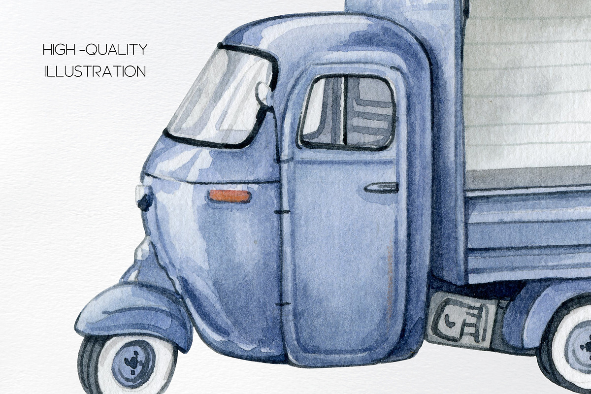 Watercolor farm food market car, a Transportation Illustration by yana.fefelova (Photo 3 of 4)