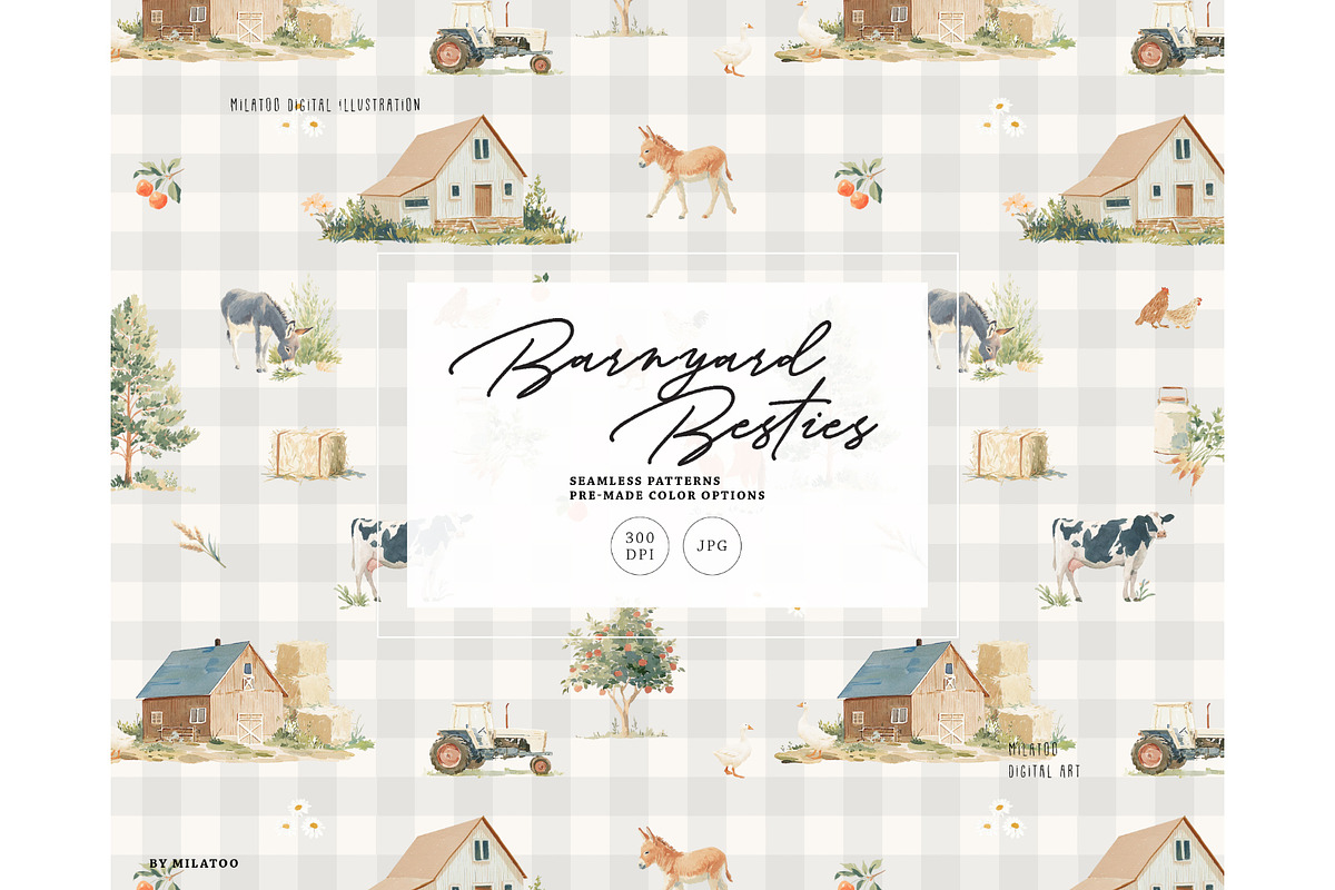 Farm Animal Nursery Fabric pattern, a Pattern Graphic by Milatoo (Photo 1 of 4)