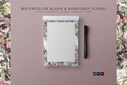 Blush & Burgundy Watercolor Flowers, a Texture Illustration by slowlivecreate (Thumbnail 3 of 6)